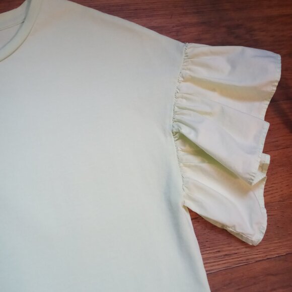 MAEVE ruffle sleeve cropped top in lime (XS) - Picture 4 of 12